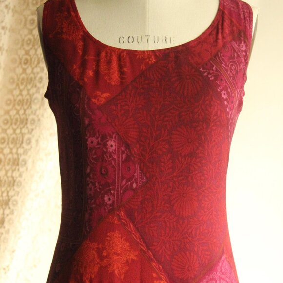 Vintage 1990s Dress, Jones New York Silk Burgundy Floral Print, Size 8 - Picture 4 of 12